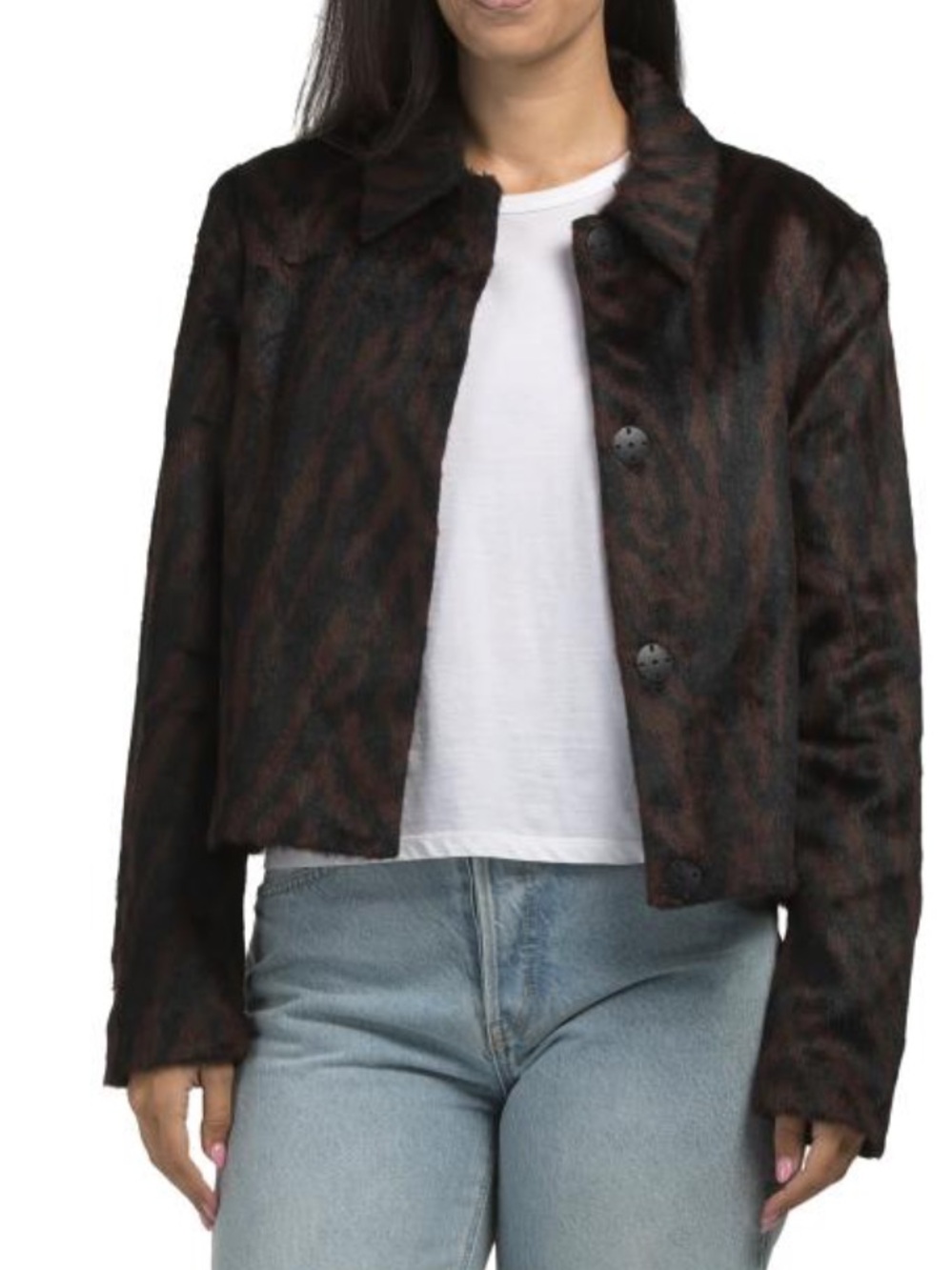 Isaac Mizrahi Faux Fur Brown & Black Jacket
